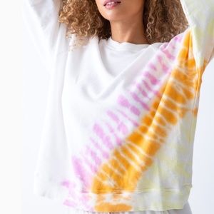 Electric & Rose Farrow White, Pink Orange & Yellow Tie Dye Pullover Sweatshirt